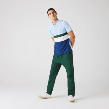 Lacoste Regular Fit Colorblock Cotton Piqué Polo Pánské - Polo Blankyt / Bílé / Zelene / Blankyt | C